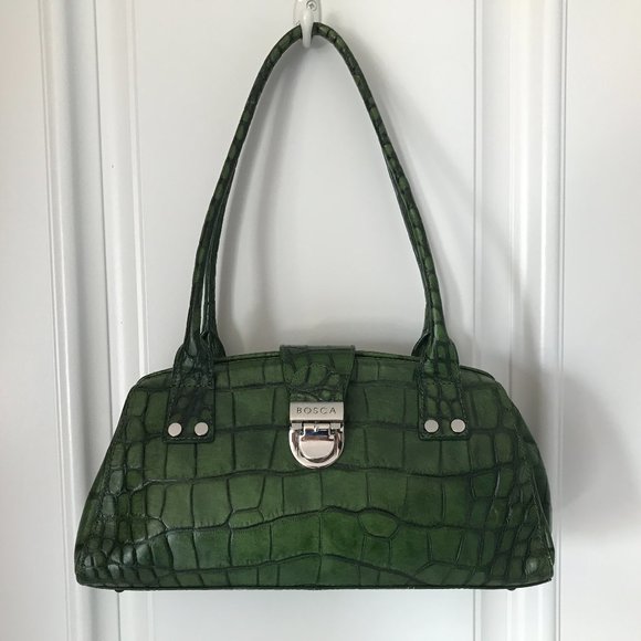 Crocodile embossed leather handbag - Picture 1 of 11